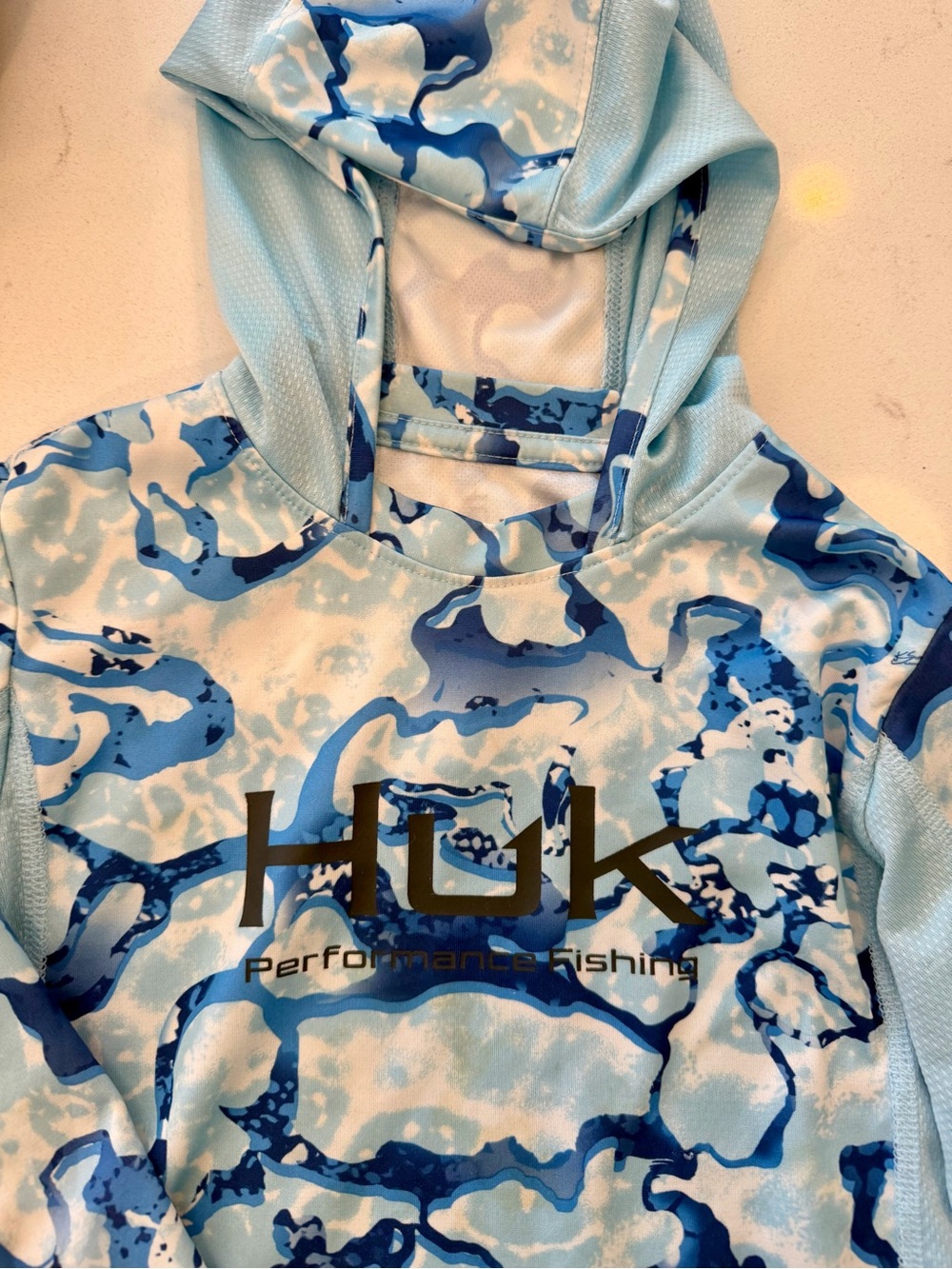 Huk Kids Swim Rashguard Hooded - Light Blue & Dark Blue Camo